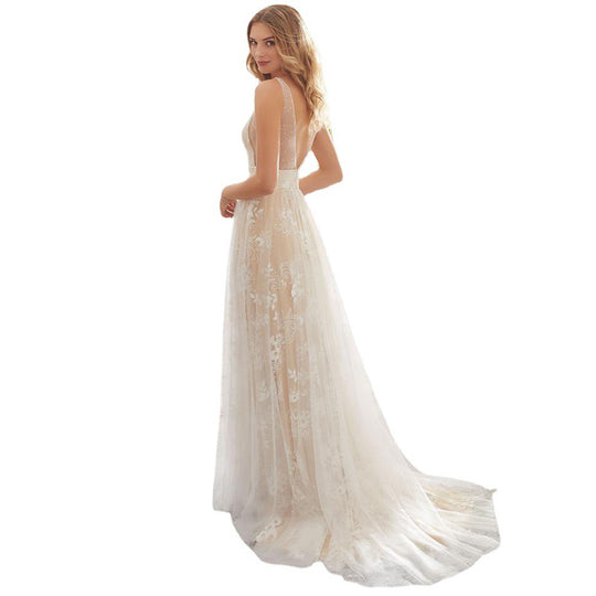 Damen Elegantes Tüll Abendkleid mit floralem Design und transparenter Oberfläche R&B