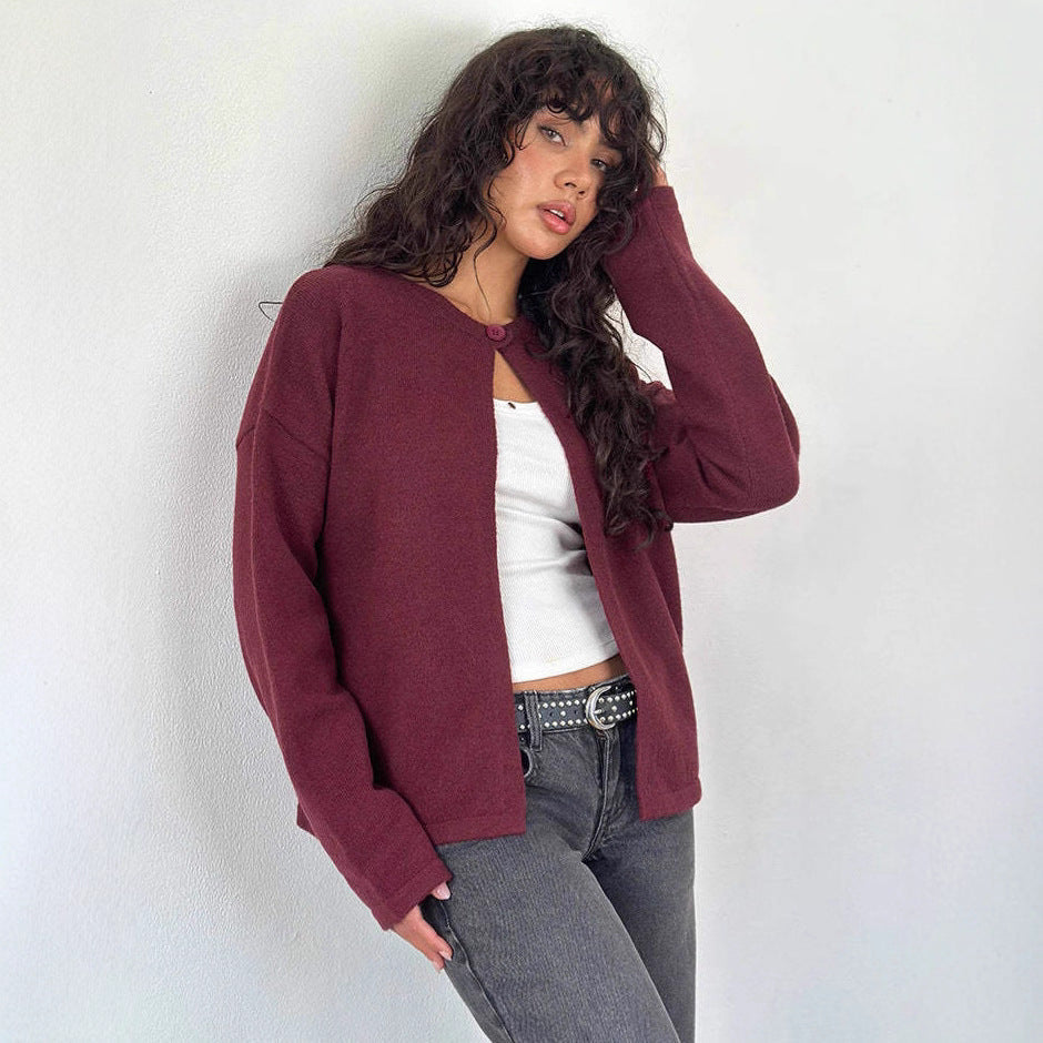 Damen Strickjacke mit praktischen Knopfdetails und lässigem Schnitt R&B
