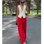 Damen elegantes Blazer-Set mit weiten Hosen R&B