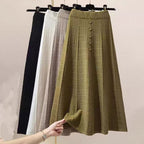 Damen Maxirock mit Struktur und Knopfdetails