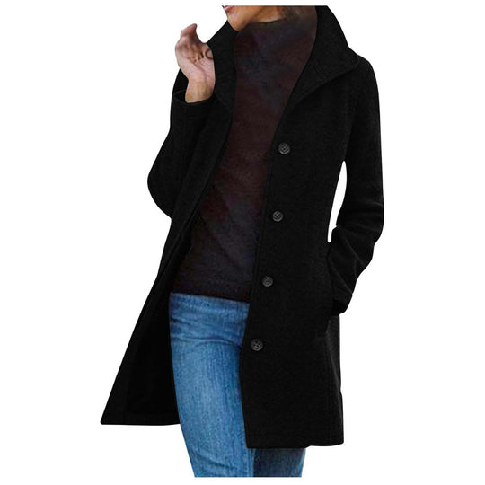 Damen modischer Mantel mit schickem Revers und praktischen Taschen R&B