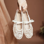 Damen Ballerinas mit floralem Stickereibesatz R&B
