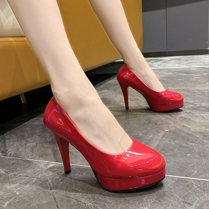 Damen Glamouröse Plateau-Pumps mit hochglänzendem Finish und elegantem Design R&B