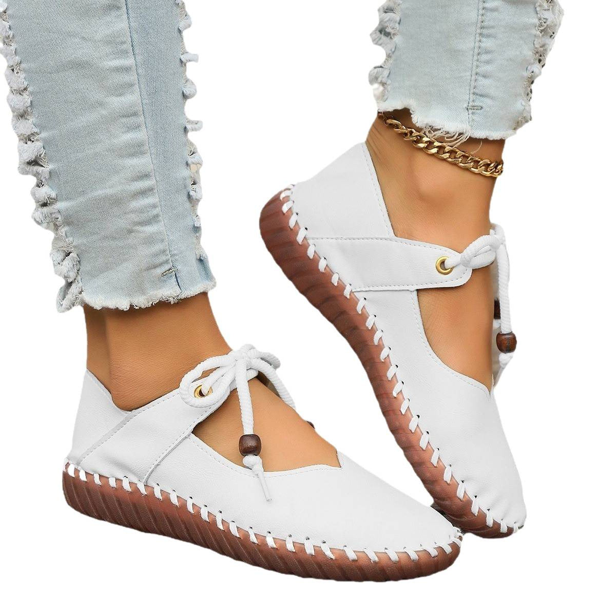 Damen Bequeme Mokassins mit Schnürung und weichem Leder R&B