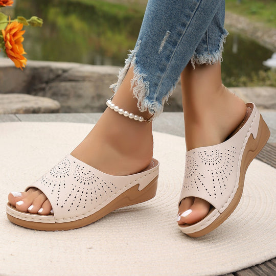 Damen Wedge-Pantoletten mit Atmungsaktivem Perforationsdesign R&B
