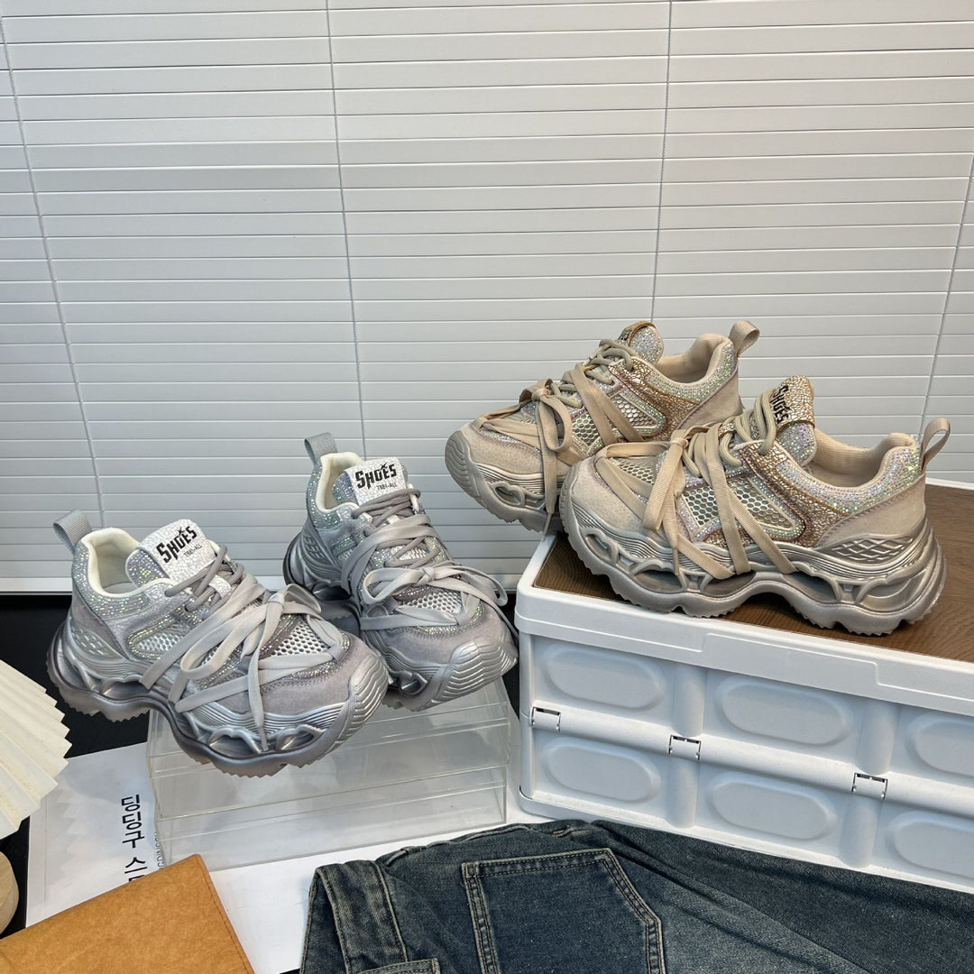Damen Sportliche Chunky Sneakers mit funkelnden Applikationen und innovativem Dämpfungssystem R&B