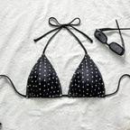 Damen Triangel-Bikini-Oberteil mit verstellbaren Trägern und Polka-Dots R&B