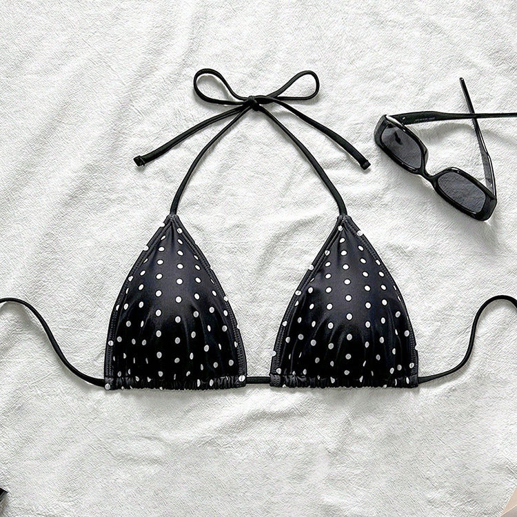 Damen Triangel-Bikini-Oberteil mit verstellbaren Trägern und Polka-Dots R&B
