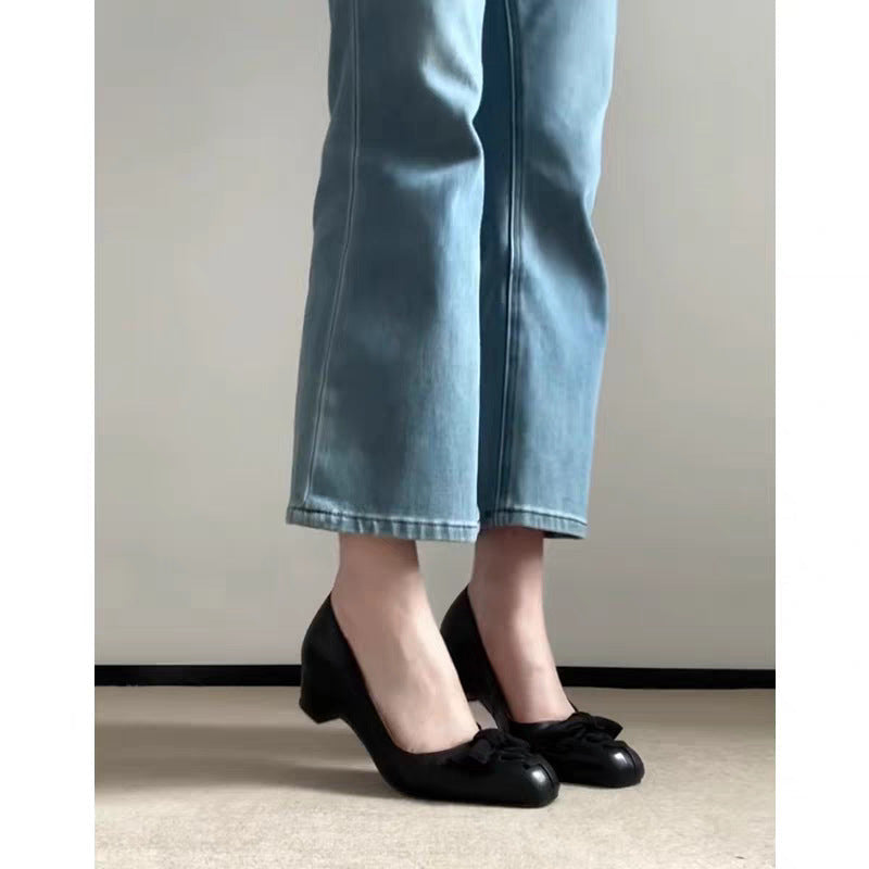 Damen elegante Ballerinas mit hochwertiger Schleifenapplikation R&B