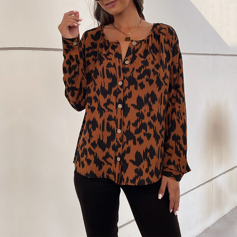Damen Bluse mit elegantem Tiermuster und lässigem Schnitt R&B