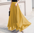 Damen nan Maxi-Chiffonrock mit elastischem Bund und fließender A-Linie R&B