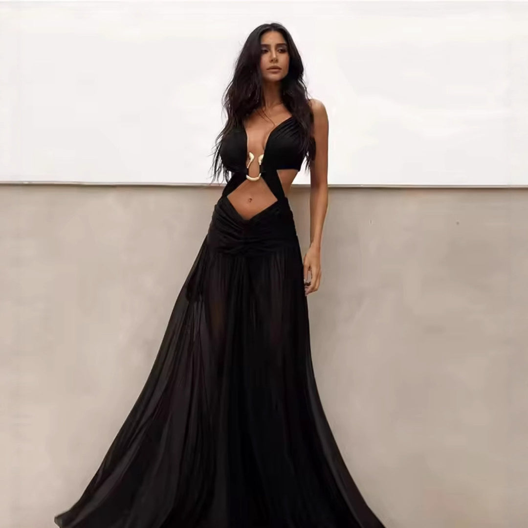 Damen Maxikleid mit verspieltem Rüschendesign und elegantem Rückenausschnitt R&B