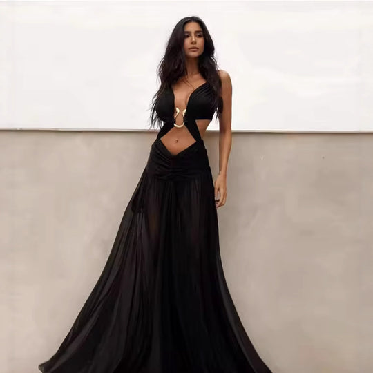 Damen Maxikleid mit verspieltem Rüschendesign und elegantem Rückenausschnitt R&B