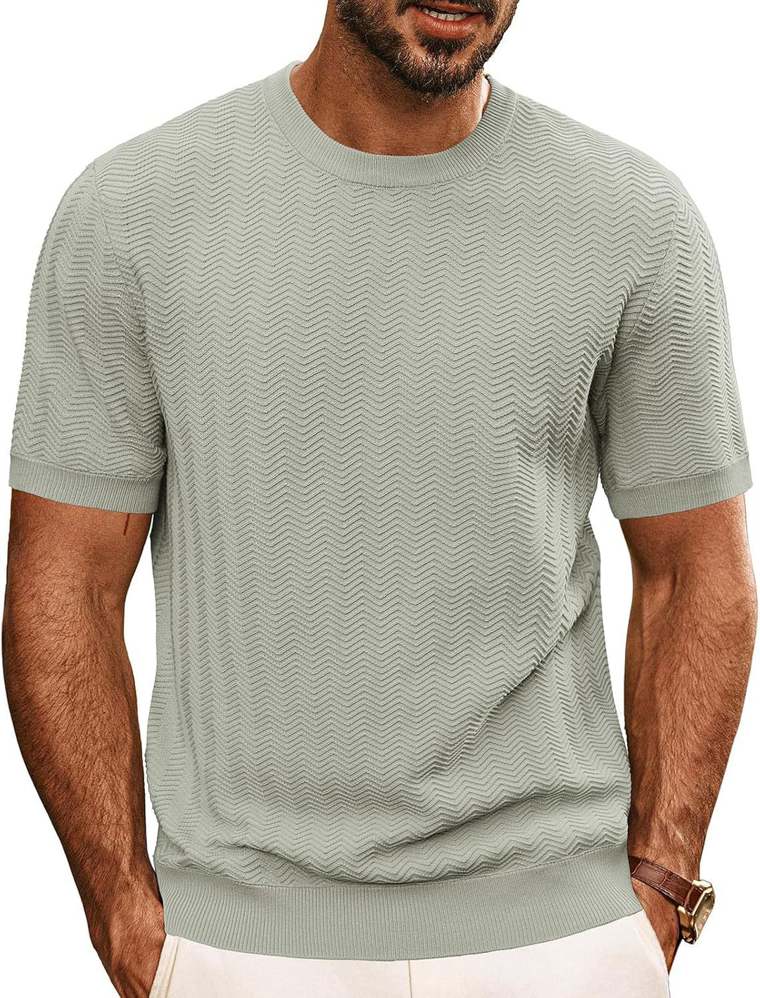 Herren strukturiertes Rundhals T-Shirt R&B