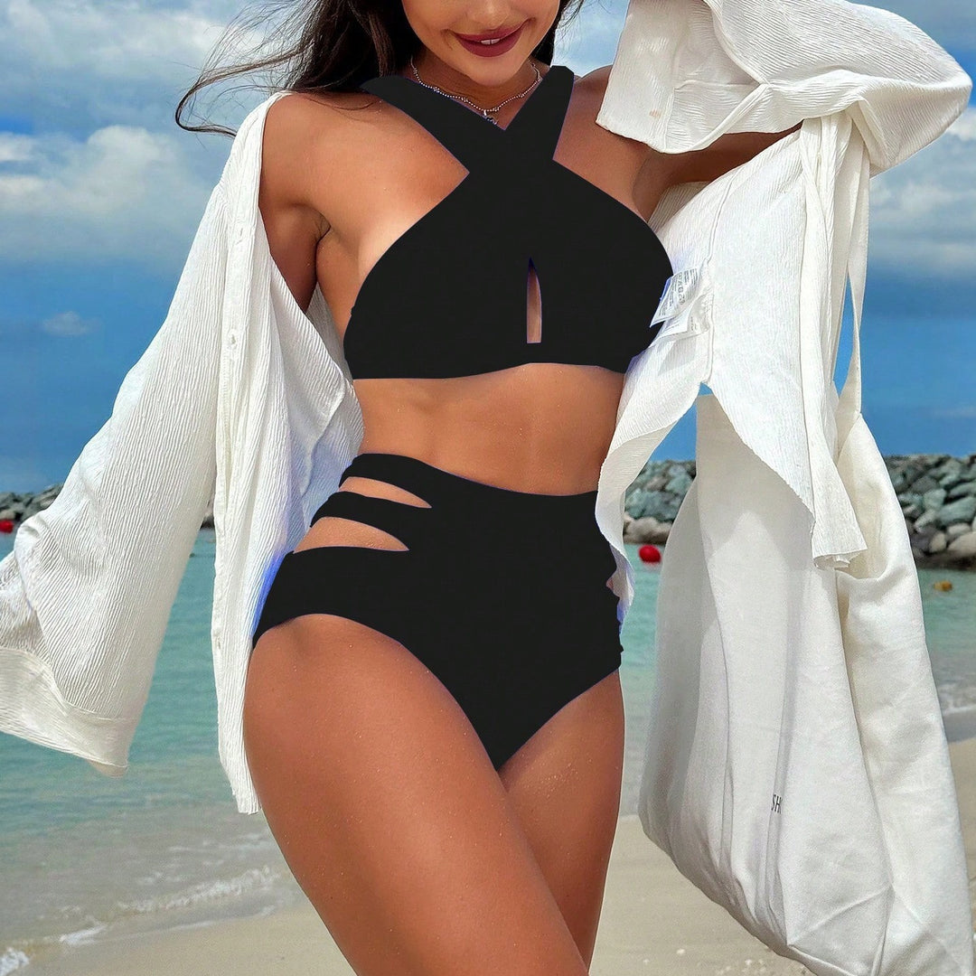 Damen Hochgeschnittener Bikini mit stylischen Cut-Outs R&B
