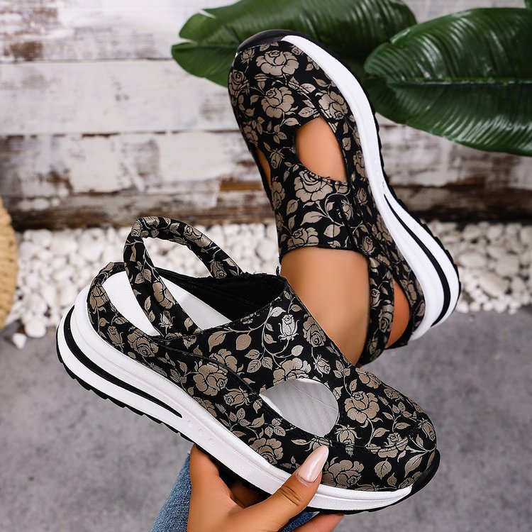Damen Sportliche Sandaletten mit floralem Schnitt und rutschfester Sohle R&B