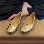 Damen elegante Ballerinas aus hochwertigem Kunstleder mit dekorativem Schleifenakzent R&B