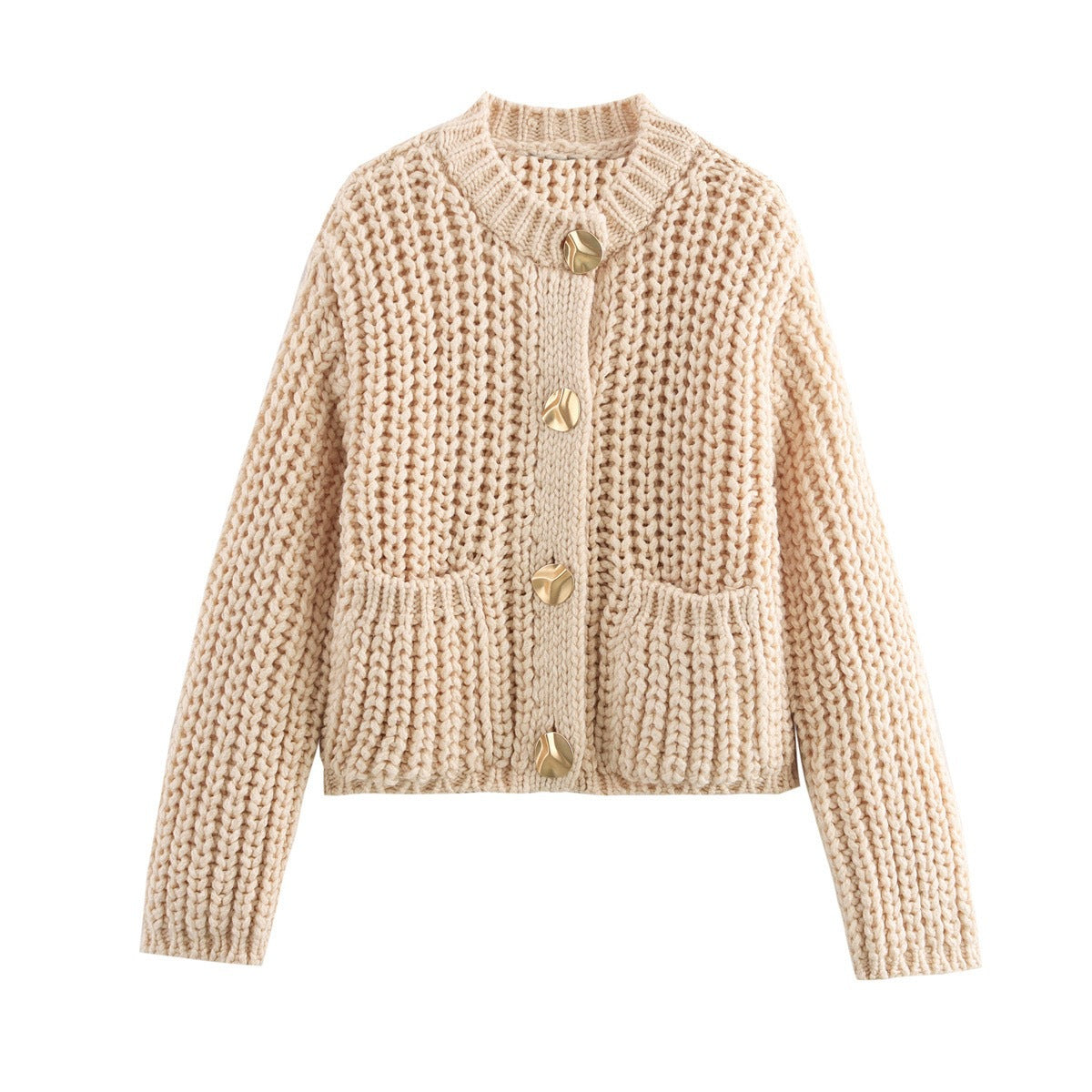 Damen Pullover im groben Strickdesign mit modernen Details