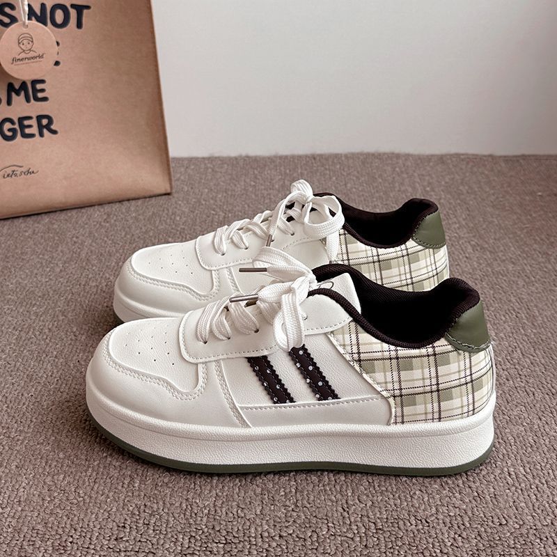Damen modische Sneakers mit kariertem Einsätzen und gepolsterter Sohle