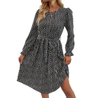 Damen Midi-Kleid mit elegantem Rüschendesign und Bindegürtel R&B