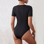 Damen Bodysuit mit dekorativen Knopfdetails und figurbetonter Passform R&B