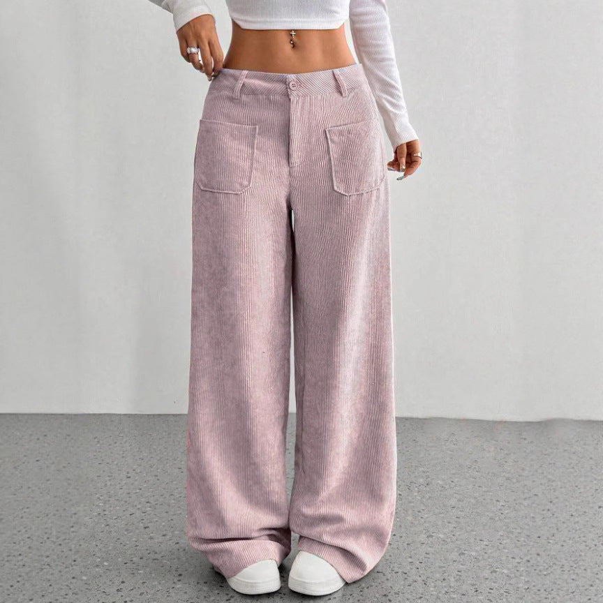 Damen Weite und bequeme Cordhose mit Taschen EB