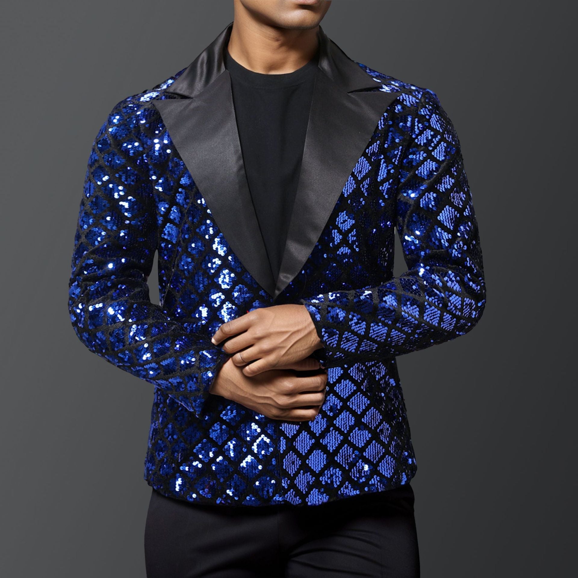 Herren eleganter Pailletten-Blazer mit luxuriösem Design R&B