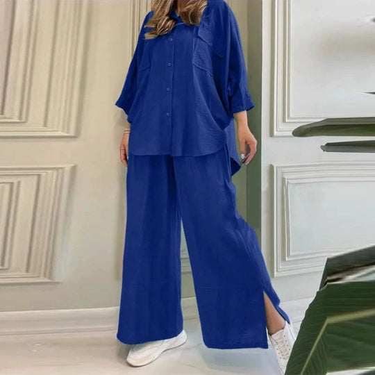 Damen lässiges und luftiges Oberteil mit weitem Hosenanzug R&B
