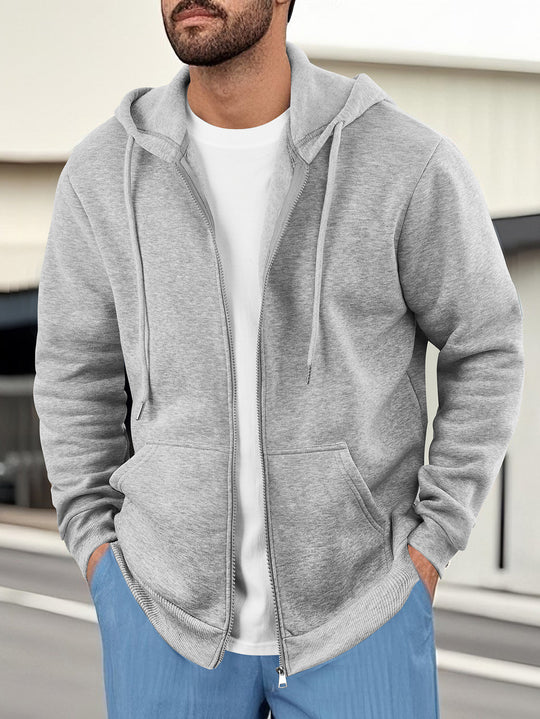 Herren lässige Kapuzenjacke mit atmungsaktivem Sweatstoff und praktischen Taschen R&B