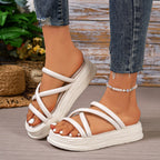 Damen Komfortable und modische Plateau-Sandalen mit gekreuzten Riemen R&B