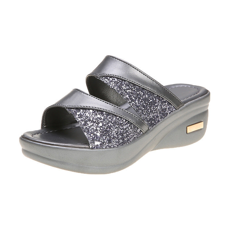 Damen Elegante und komfortable Zehentrenner-Pantoletten mit Glitzer-Akzenten R&B