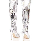 Damen Overknee Stiefel mit glänzender Oberfläche und elegantem Stiletto-Heel R&B