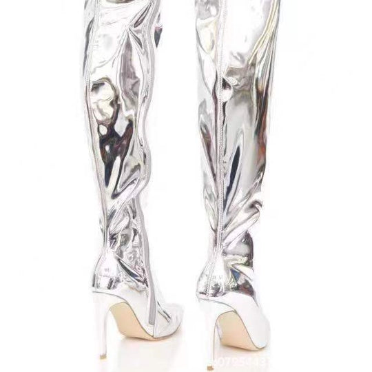 Damen Overknee Stiefel mit glänzender Oberfläche und elegantem Stiletto-Heel R&B