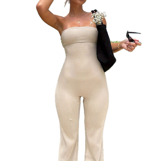 Damen figurbetonender Langoverall mit schickem Rippdesign und modernem Schnitt R&B