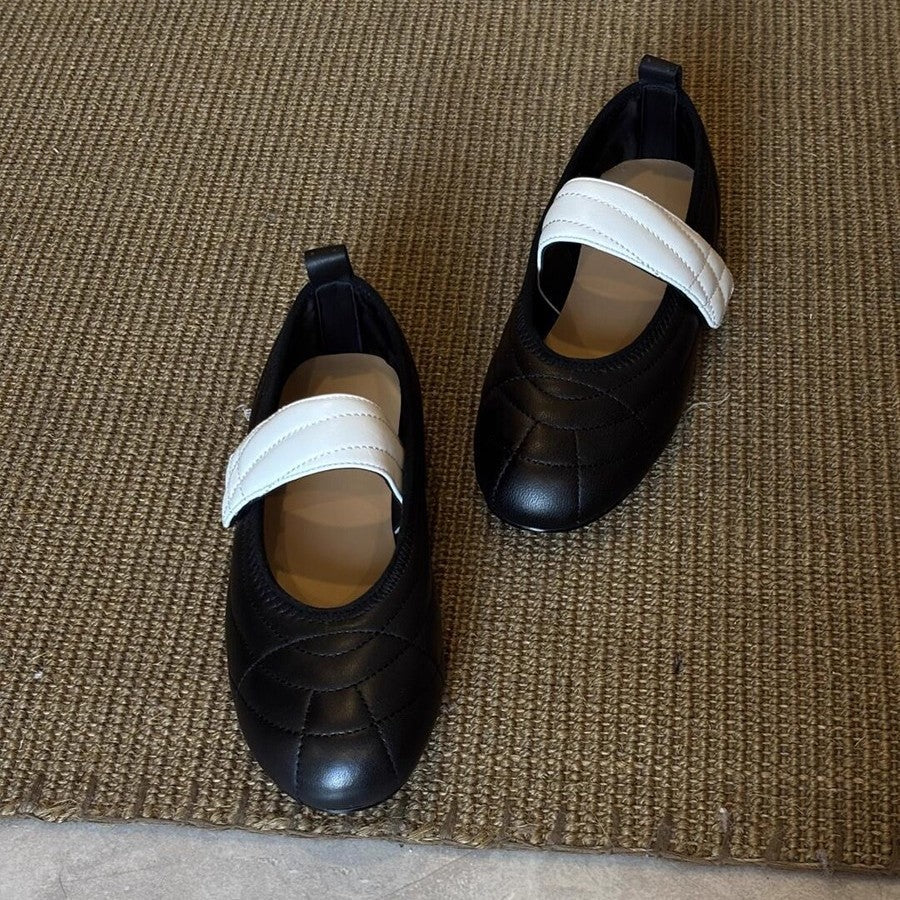 Damen Ballerinas mit elegantem Riemen und modischem Steppdesign