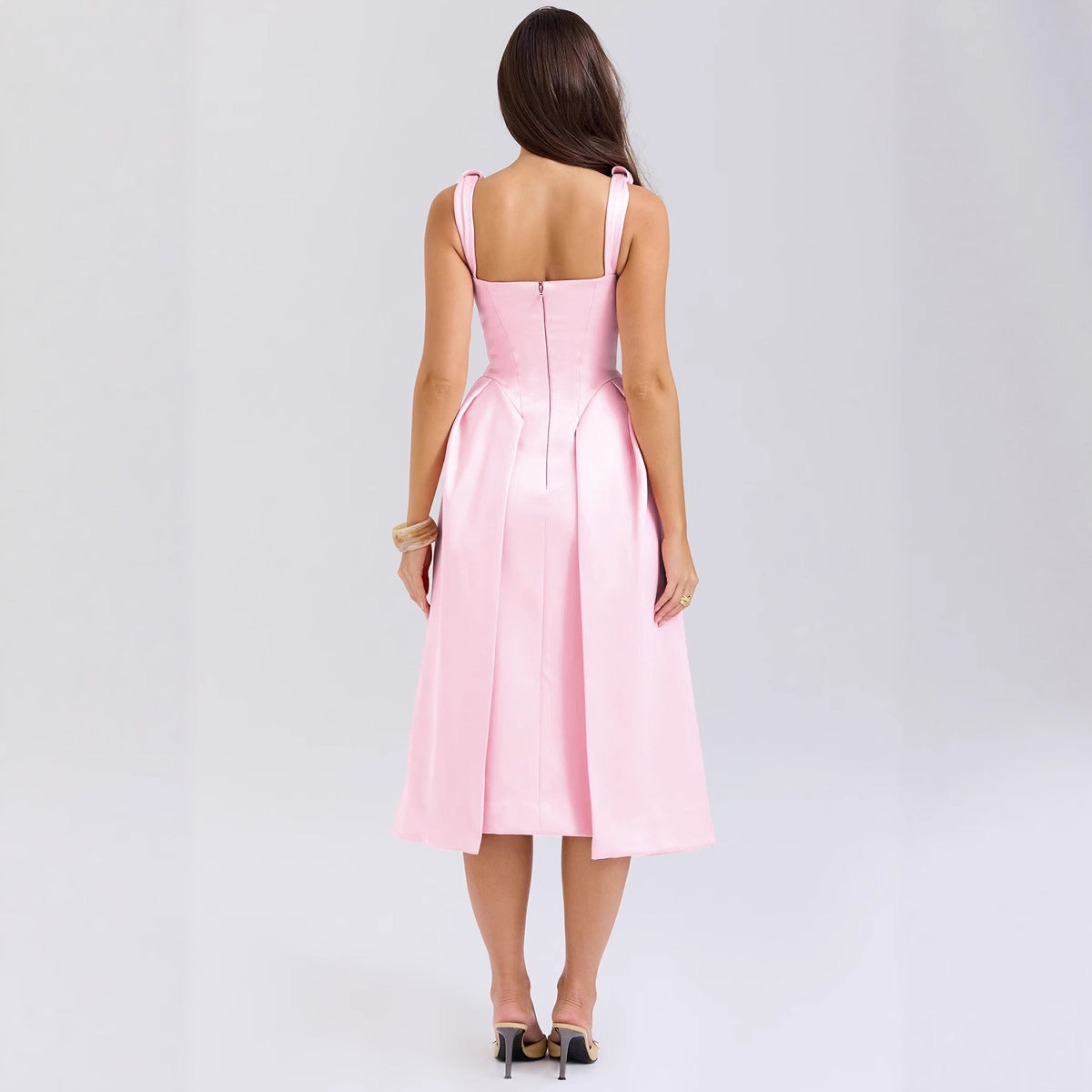 Damen Elegantes Wickelkleid mit tiefem V-Ausschnitt und schwingendem Rock EB