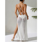 Damen Häkel-Strandkleid mit floralen Akzenten und schmalem Schnitt EB