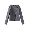 Damen Modische Wolljacke mit asymmetrischem Schnitt und eleganten Knopfdetails