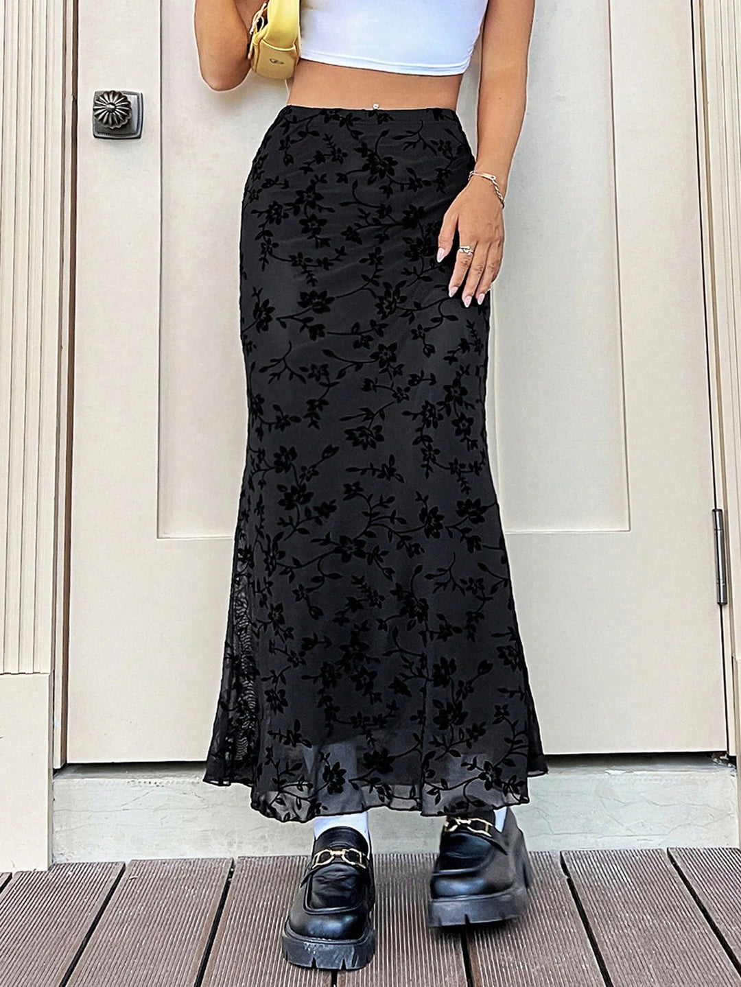 Damen Maxirock mit floralem Design und eleganter Silhouette R&B