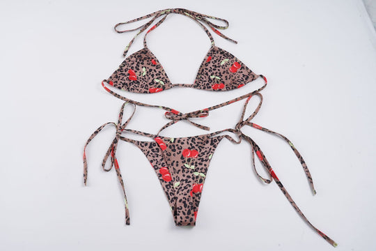 Damen Triangel-Bikini-Set mit floralen Akzenten und animalischem Druck R&B