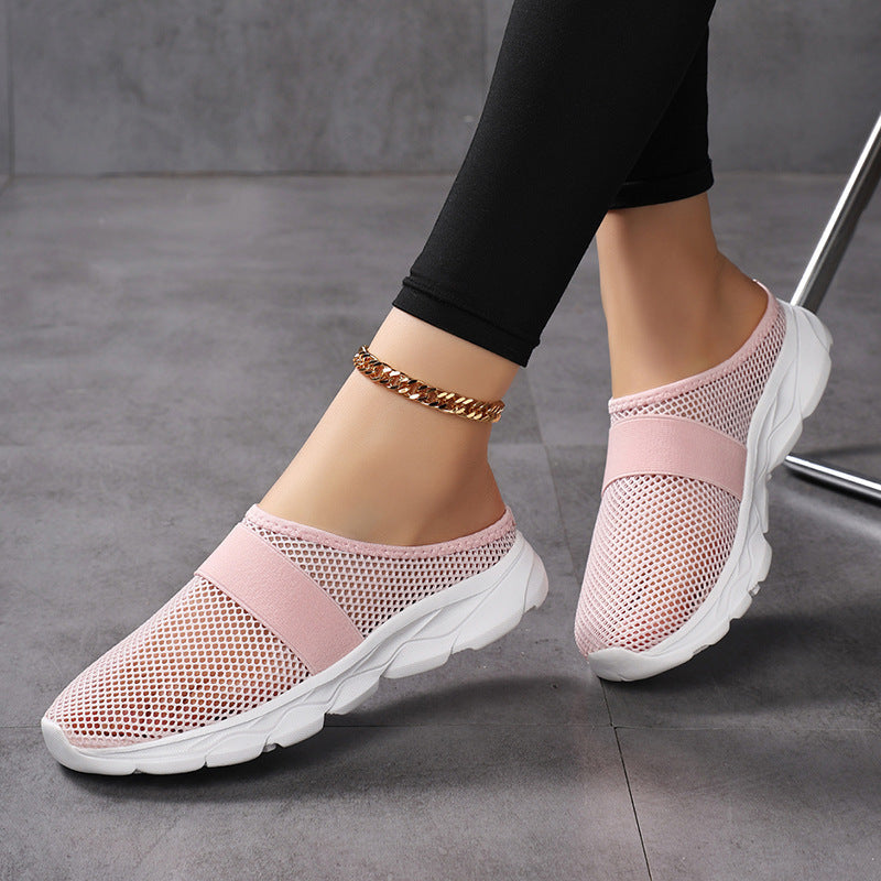 Damen Bequeme Netz-Sneaker mit elastischem Riemen und atmungsaktiver Sohle
