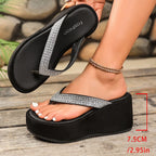 Damen Glamouröse Zehentrenner-Sandalen mit flauschigem Plateau R&B