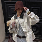 Damen Modische Oversized-Jacke mit elegantem Kragen und praktischen Taschen R&B