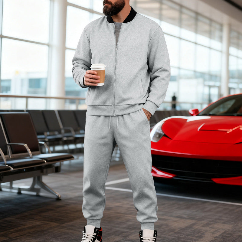 Herren nan sportlicher Freizeitanzug aus weicher Baumwollmischung mit Reißverschlussjacke und elastischer Jogginghose R&B