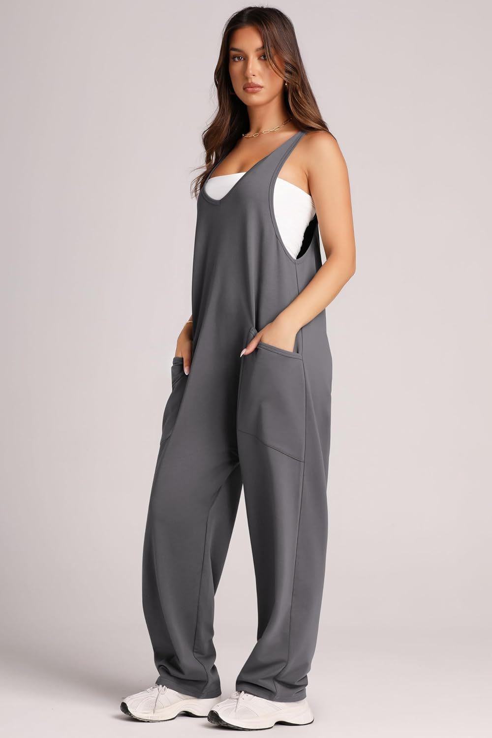 Damen Jumpsuit mit großzügigen Taschen und weichem Stretchmaterial R&B