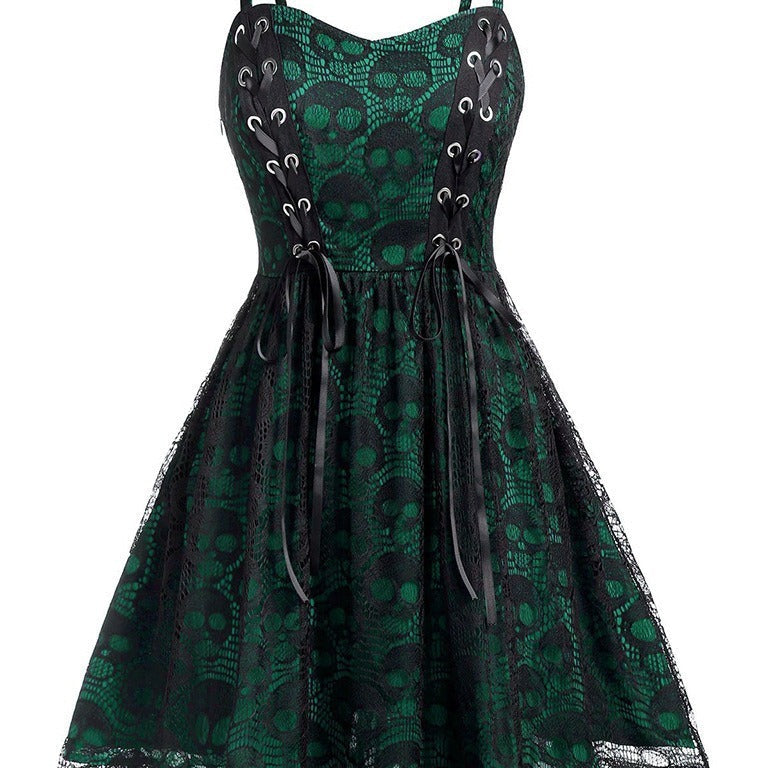 Damen Skaterkleid mit Spitzenoberteil und Schnürdetails R&B