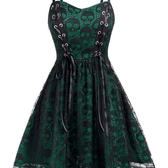 Damen Skaterkleid mit Spitzenoberteil und Schnürdetails R&B