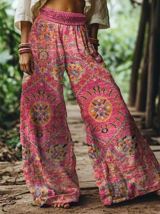 Damen Weite Sommerhose mit buntem Blumen- und Schmetterlingsprint R&B