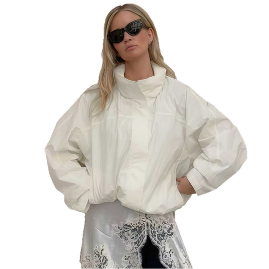 Damen Funktionale Oversized-Jacke mit hohem Kragen und innovativem Design R&B