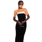 Damen Elegantes Maxi-Kleid mit schulterfreiem Oberteil und raffinierten Details R&B